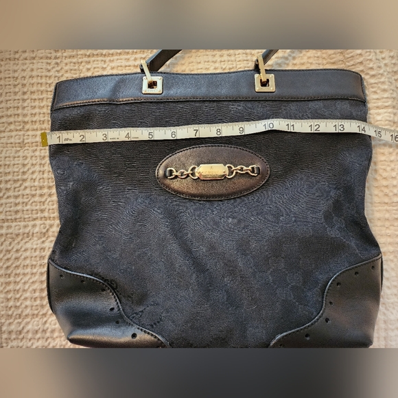 Authentic Gucci Large Size Black Handbag/Tote Bag Gold Hardware Excellent Cond - Picture 14 of 16